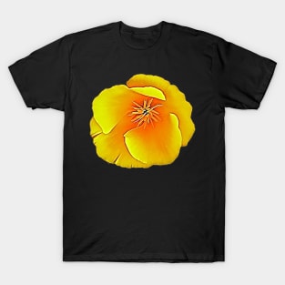 California State Flower Golden Poppy Eschscholtzia Californica Pattern T-Shirt